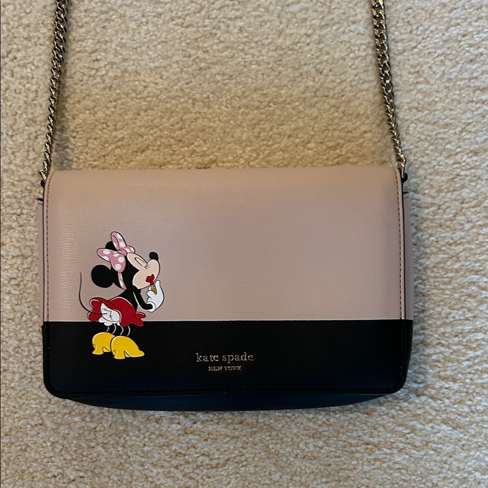 Kate Spade Pink and Black Minnie Mouse Crossbody Bag